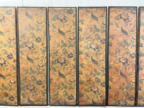 A Set of Six Antique French Birds of Paradise Panels