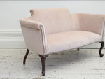 A Small Country House Sofa in the Queen Anne Style in Blush Velvet
