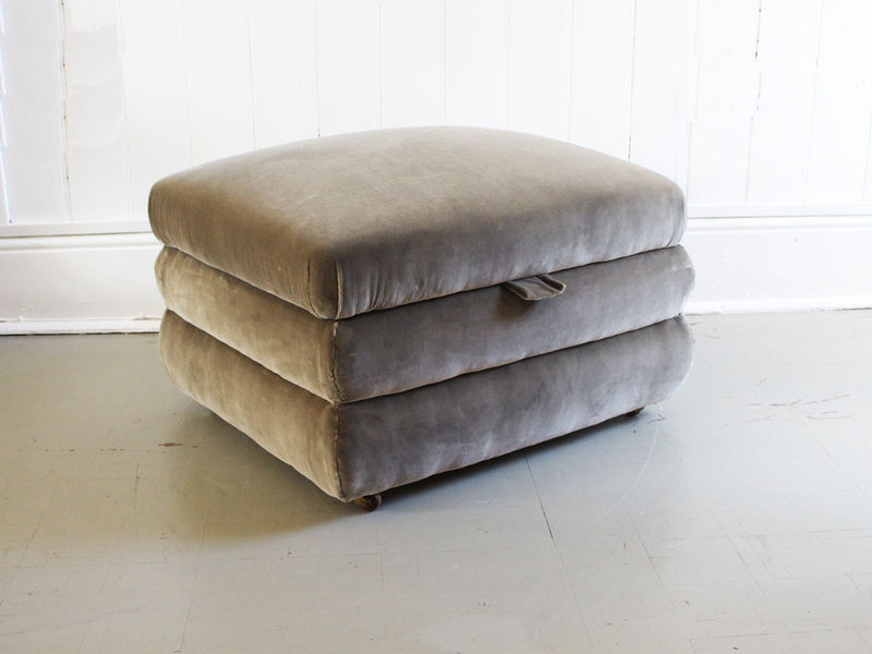 A Small 19th Century Ottoman with Grey Green Velvet Covering