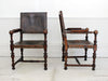 A Pair of Early 19th C Spanish Embossed Leather Armchairs