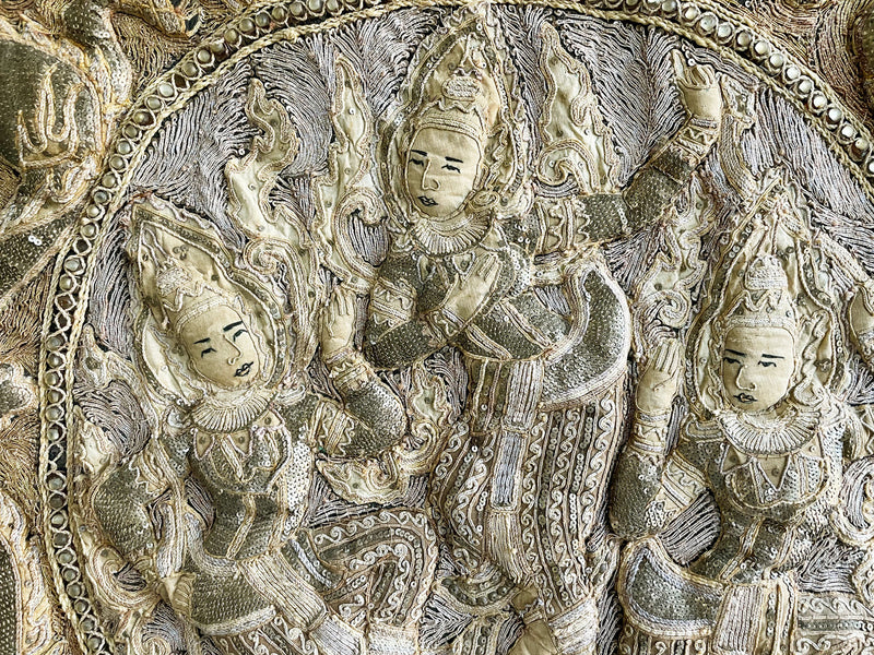A Burmese Embroidered Kalaga Wall Panel