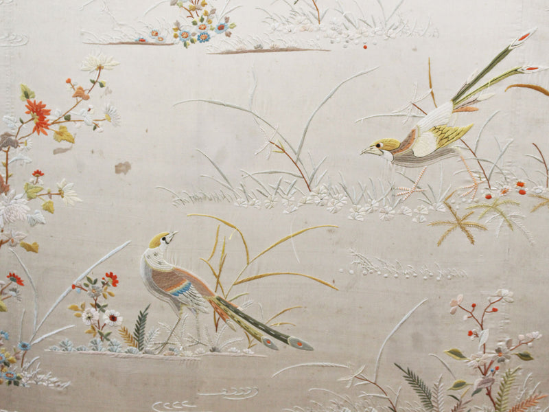 A Exceptionally Large Late 19th C Framed Cantonese Silk Embroidery