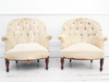 Large Pair of Unupholstered Antique French Napoleon III Buttonback Armchairs