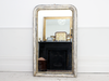 Large Antique French Mirror with Silver & Gold Frame