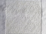 50cm Square Cushion - Antique French White on White Fine Embroidery on Linen P271