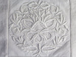 50cm Square Cushion - Antique French White on White Fine Embroidery on Linen