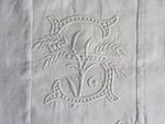 50cm Square Monogrammed Cushion - Antique French White on White Embroidered 'S' on Linen