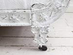 19th Century Antique Painted White Metal French Iron Small Double Day Bed