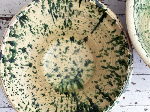 Two Large Decorative Italian Passata Pots with Green Decoration - Sold Separately