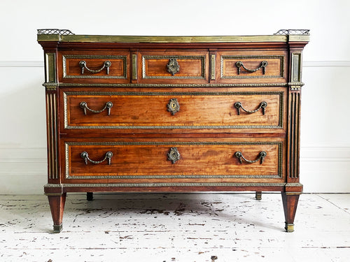 A Majestic Louis XVI Mahogany and Brass Commode