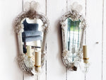 A Charming Pair of Antique Venetian Mirrored Wall Lights