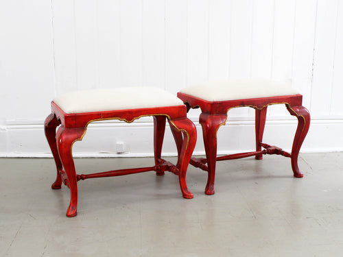 A 19th Century Pair of Scarlet Painted Stools