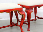 A 19th Century Pair of Scarlet Painted Stools