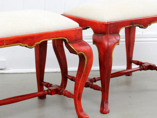 A 19th Century Pair of Scarlet Painted Stools