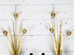 Antique French poppy and leaf gold metal wall lights