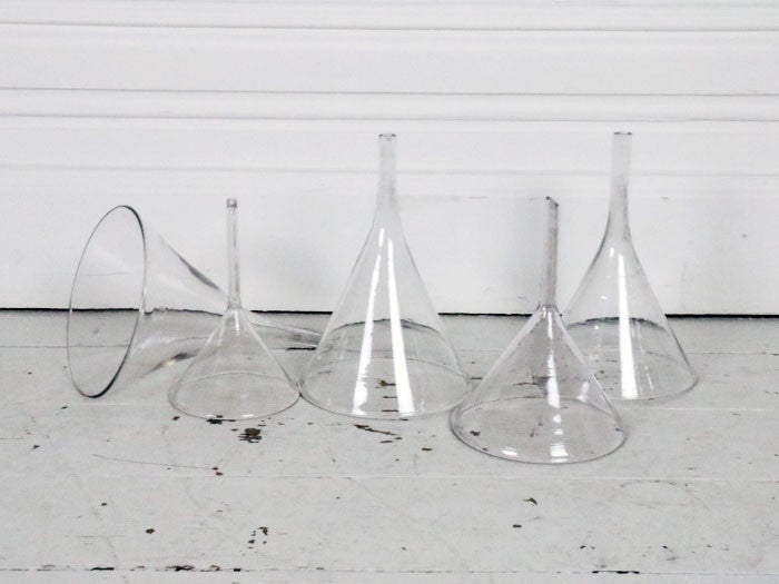 1950's glass laboratory funnels
