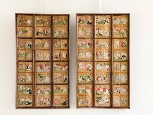A Pair of Hand Painted 19th C Japanese Panels
