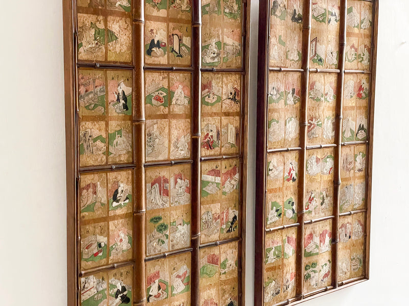 A Pair of Hand Painted 19th C Japanese Panels