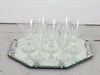 A beautiful set of 8 French etched champagne and wine glasses