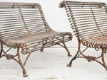 A Rare Pair 19th C French Arras Bench Love Seats with Claw Feet and Badges