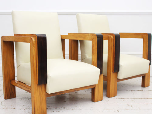 A Pair of Iconic Art Deco Armchairs by Lajos Kozma