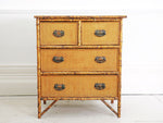 A late 19th C bamboo & wicker small chest of drawers