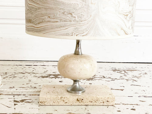 A 1970's Philippe Barbier Travertine Table Light