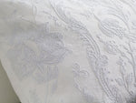 Bolsters - Antique French Pale Blue on White Cornely Embroidery on Linen Bolster PB85