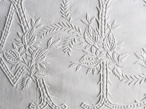 AD Large Bolster Cushion - Antique French AD Monogram on Linen PB3