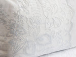 Bolsters - Antique French White on White scalloped Cornely Embroidery on Linen Bolster P320