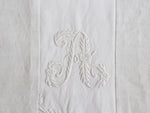 Small Bolster Monogrammed - Antique French White on White embroidered 'A' Cushion P317