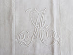 50cm Square Monogrammed Cushion - Antique French White on White Embroidered 'A' on Linen P318