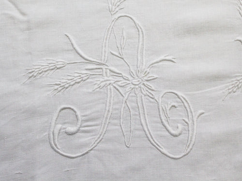 A Medium Bolster Cushion - Antique French 'A' Monogram PMB123
