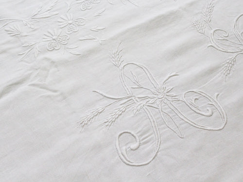 A Medium Bolster Cushion - Antique French 'A' Monogram PMB123