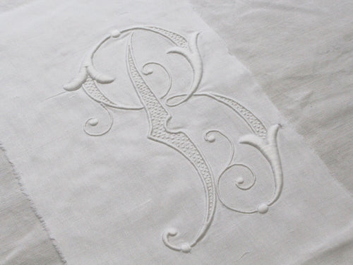 B Medium Bolster Cushion - Antique French 'B' Monogram PMB117