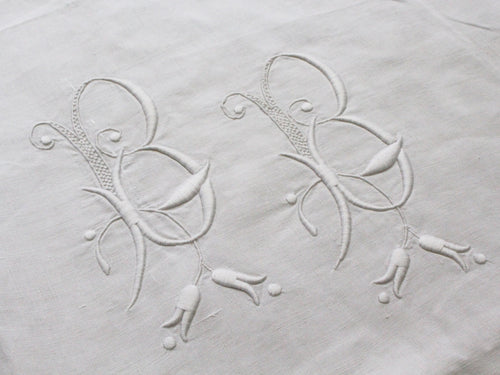 BB Medium Bolster Cushion - Antique French 'BB' Monogram PMB106
