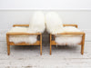 A Pair of 1960's Icelandic Sheepskin Pine Armchairs from Les Arcs
