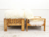 A Pair of 1960's Icelandic Sheepskin Pine Armchairs from Les Arcs