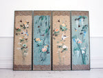An Exceptional Four Piece Set of Hand painted & Embroidered Panels