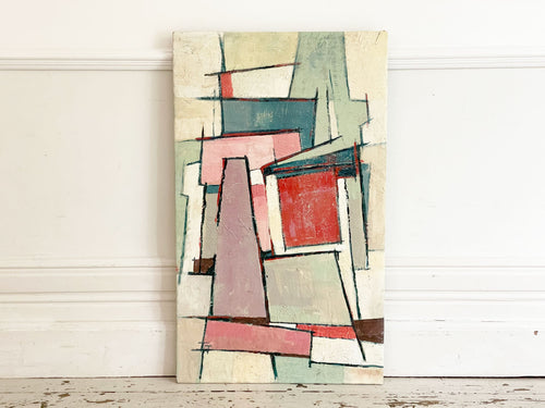A Brightly Coloured 1970's Abstract Oil on Canvas from Florence School of Art