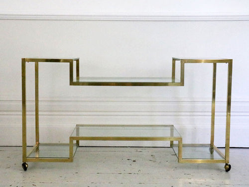 An elegant Italian brass and glass 1970's console table