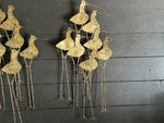 Two Brutalist Gilt Brass Sandpiper Wall Sculptures by Curtis Jere