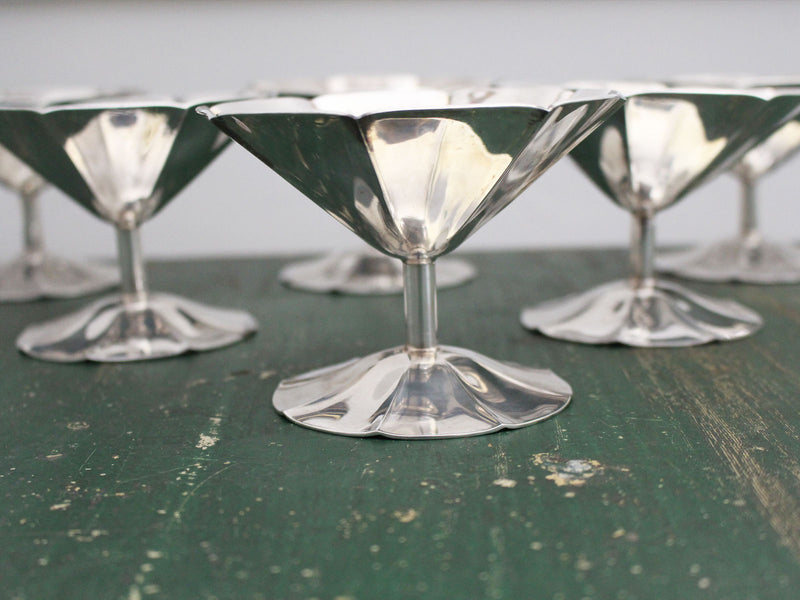 A Set of 6 Deco French Silver Plated Champagne Coupes