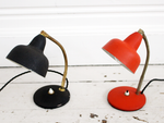 A French 1950's red metal & brass desklamp