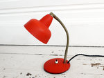 A French 1950's red metal & brass desklamp
