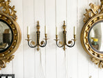 A Pair of 1950's Empire Style French Two Light Gilt Bronze Sconces