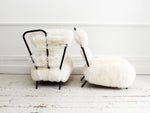 A Pair of Unique Design 1950's French Sheepskin Lounge Chairs