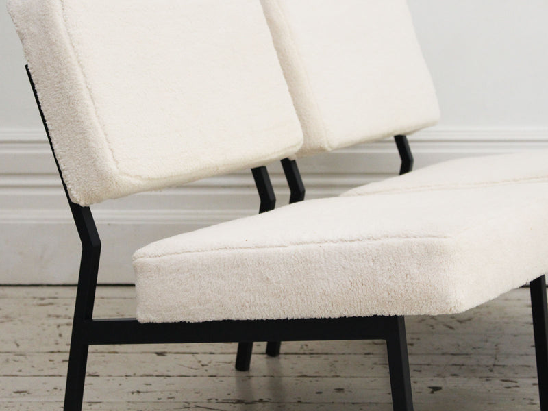 Two Pairs of Late 1950's French Slipper Chairs with Sheepskin Upholstery