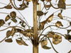 1940's French gold trailing flower and leaf ornate metalwork chandelier