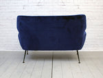 1950's Small Mid Century Italian Sofa in Blue Velvet